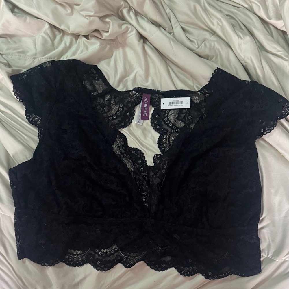 Adore Me Black Lace Crop Top/Bralette